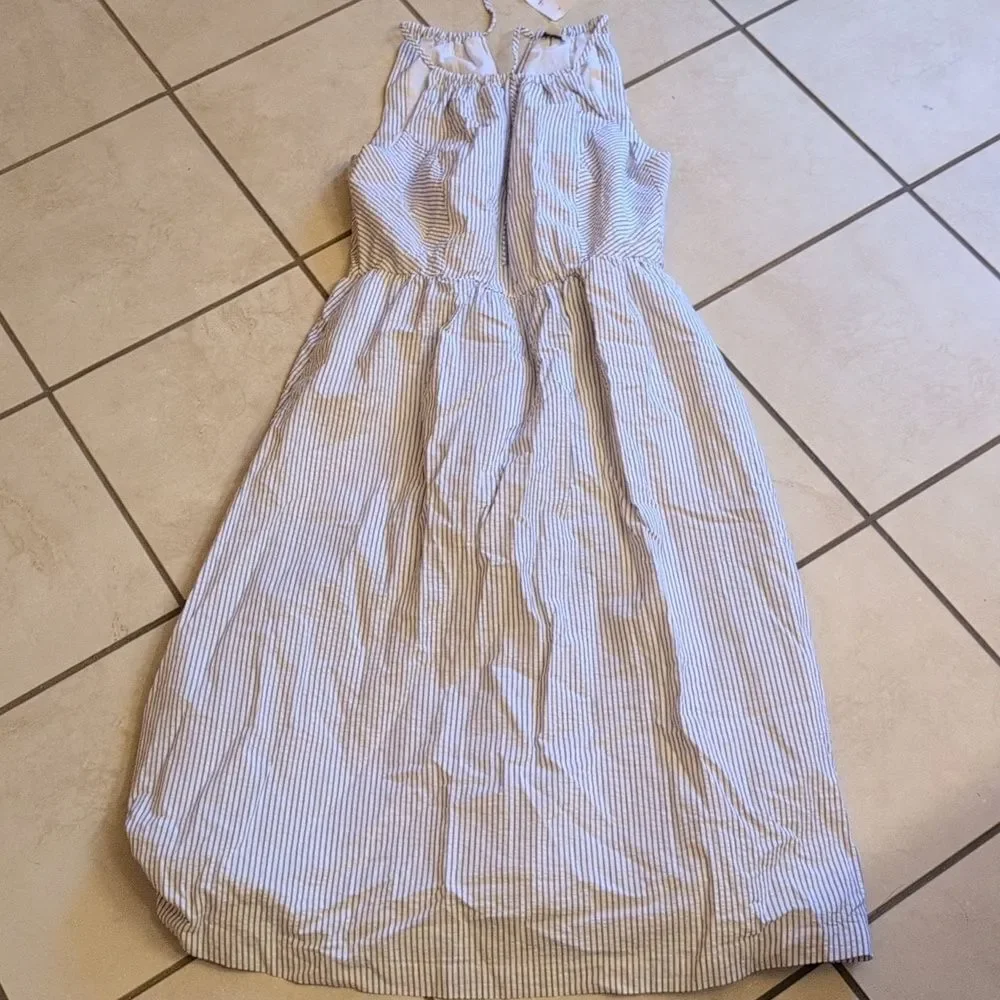 NWT J. Crew Striped Seersucker Dress Cotton Lined Keyhole Back Size 2